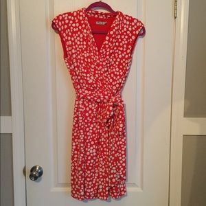 Eliza J Red Polka Dot Faux Wrap Dress